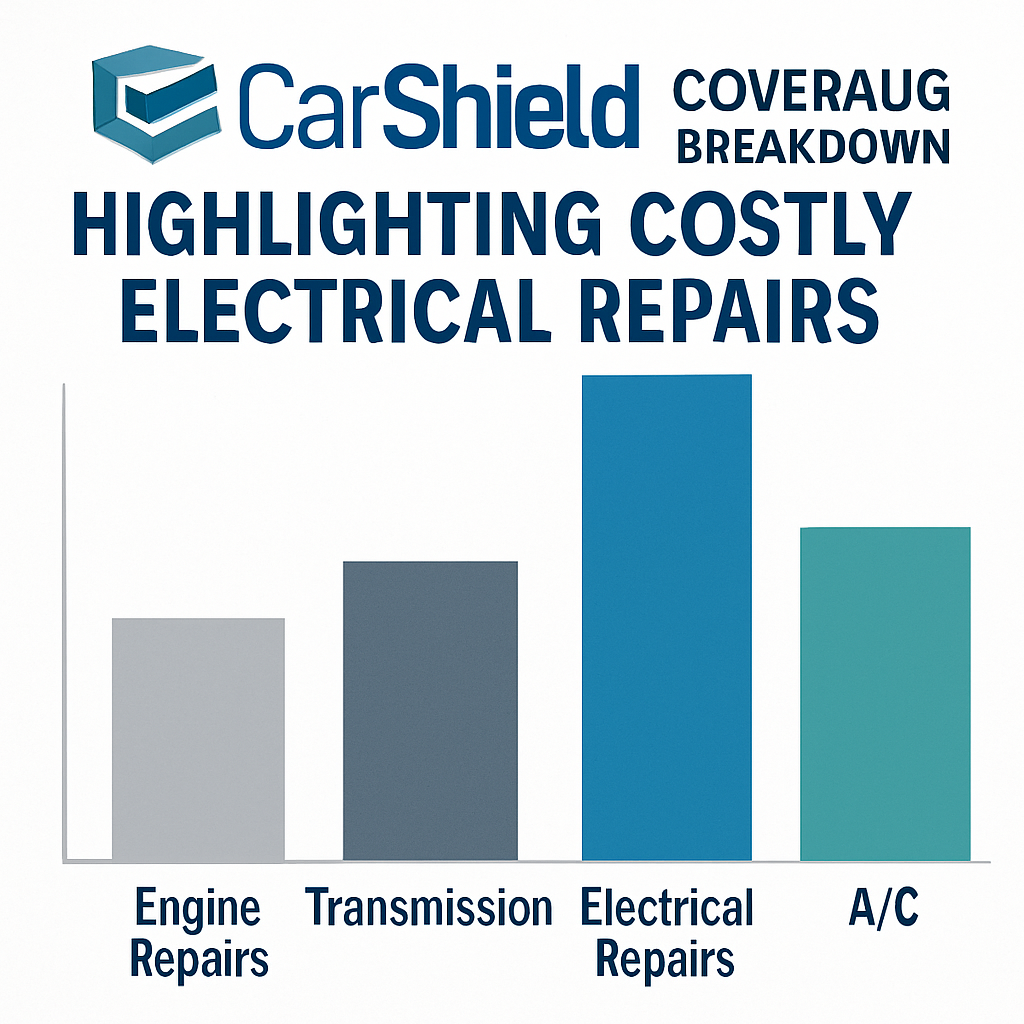 CarShield coverage breakdown chart emphasizing expensive electrical repair costs compared to other plans