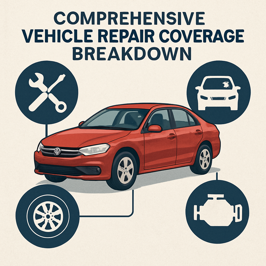 Diagram illustrating detailed components and scope of vehicle repair coverage.