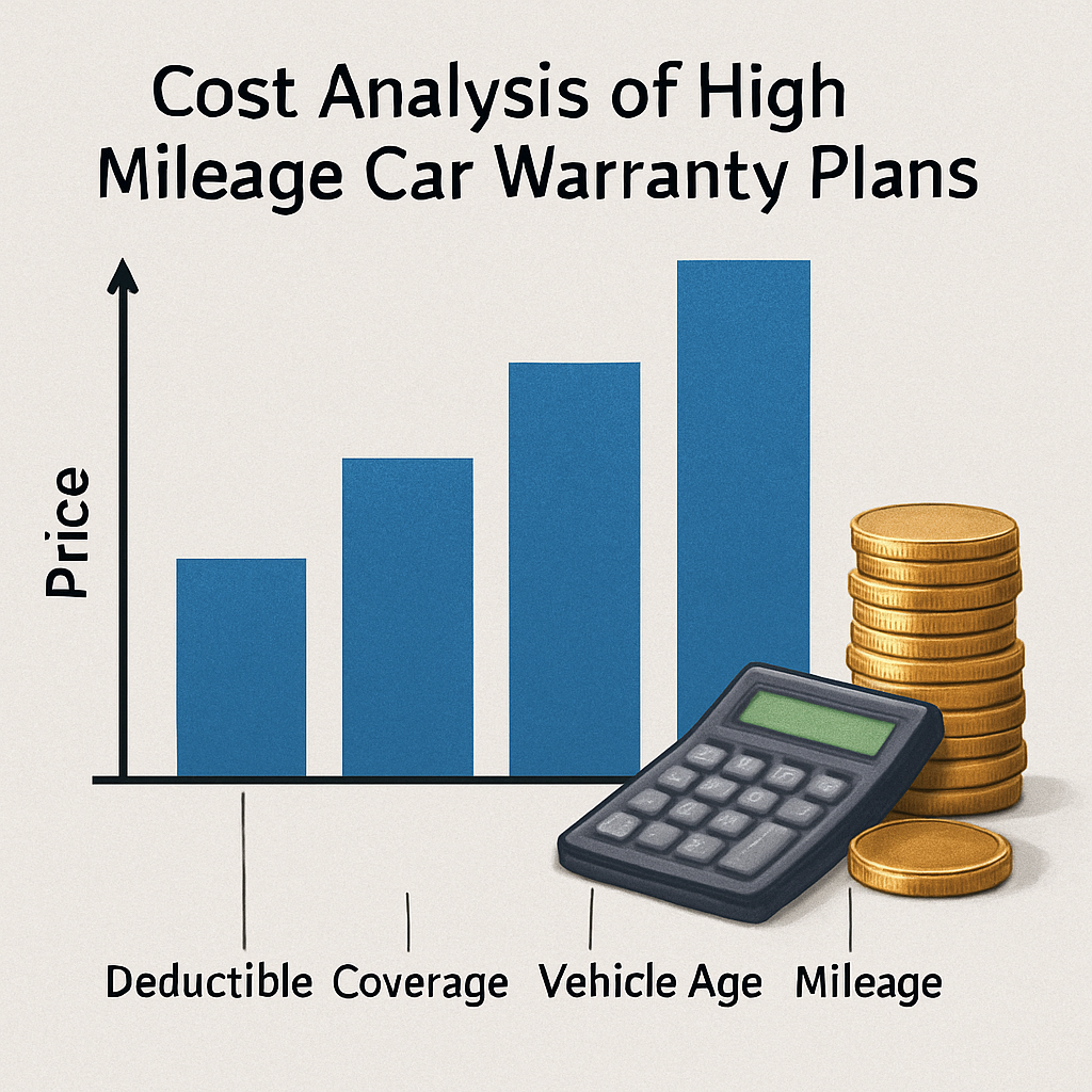 Comparison chart showing cost analysis of high mileage car warranty plans based on price factors.
