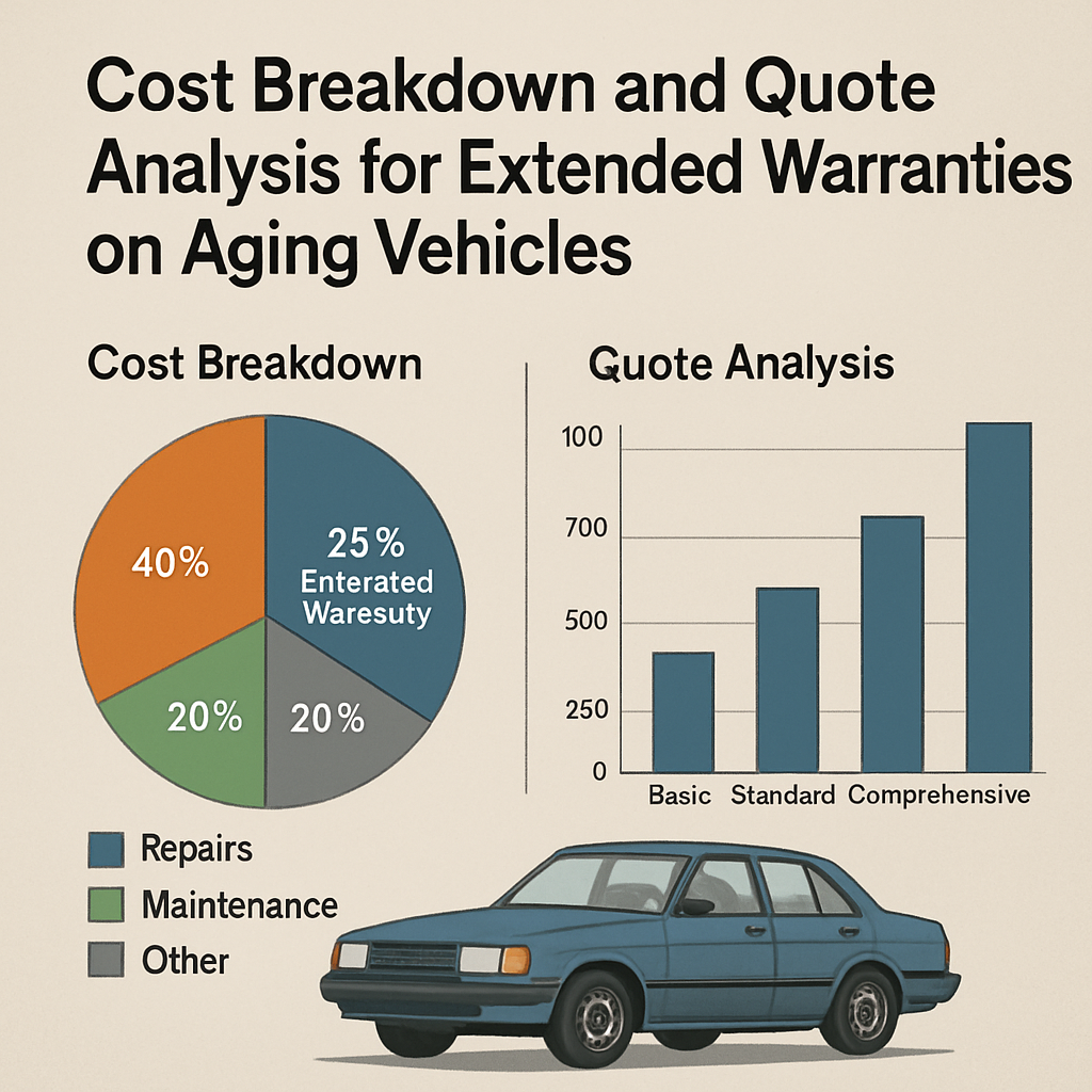 Chart detailing cost breakdown and quote analysis for extended warranty options on aging vehicles.