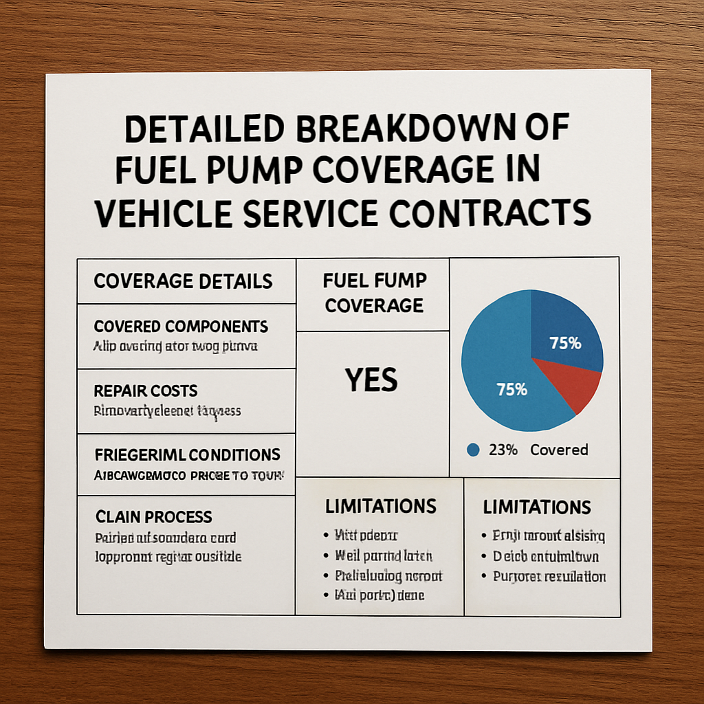 Detailed chart illustrating fuel pump coverage specifics within vehicle service contracts.