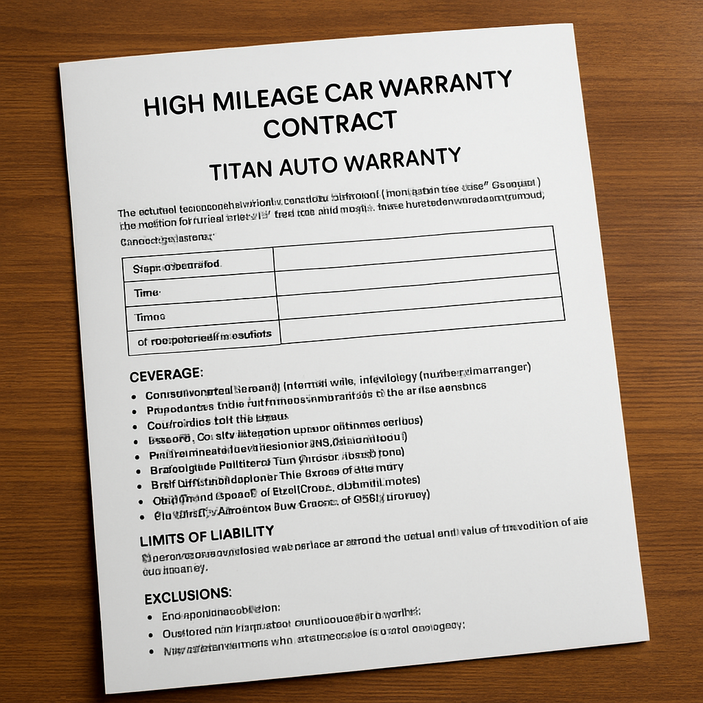 Understanding High Mileage Car Warranty Sample Contracts: Coverage, Considerations, and Insights from Titan Auto Warranty