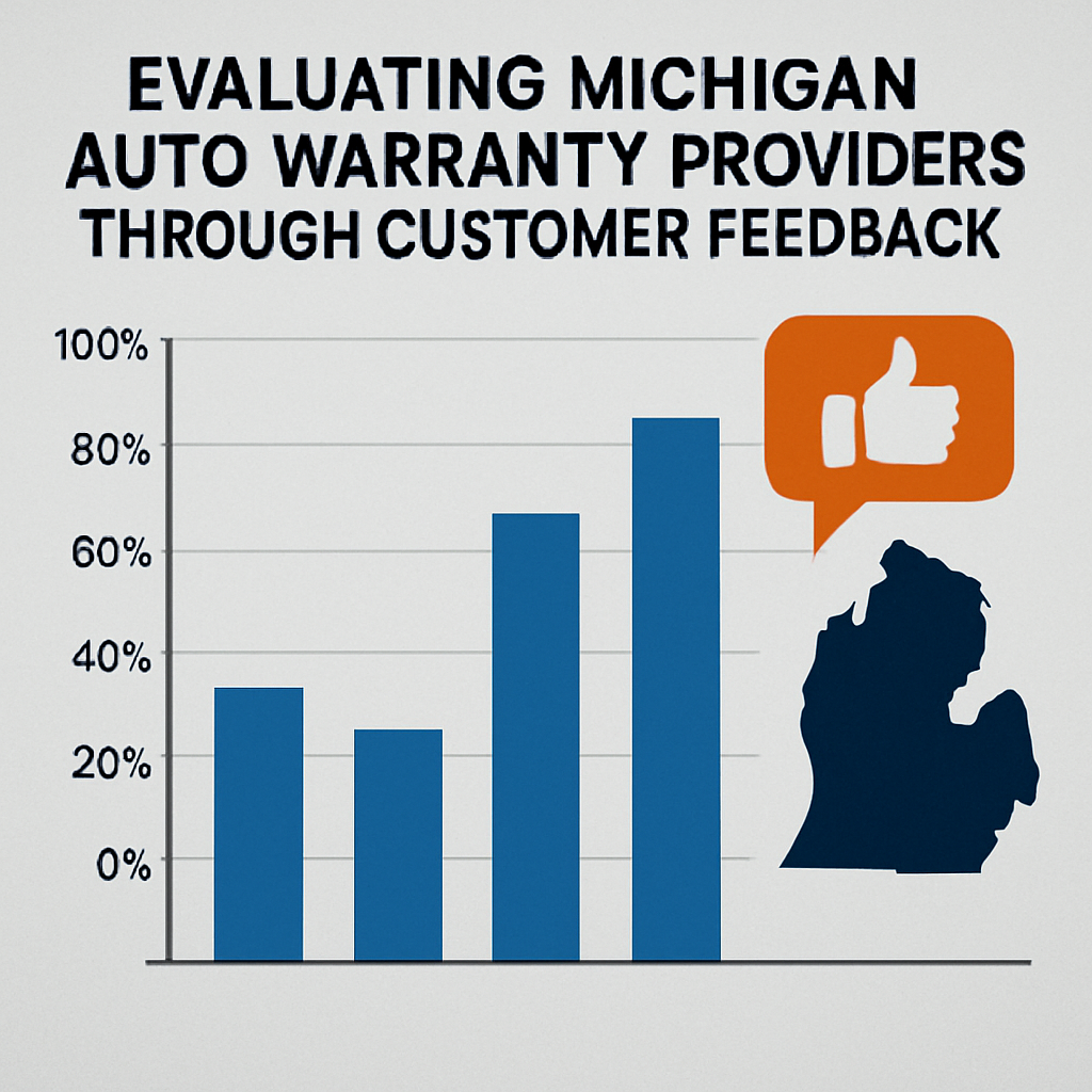 A bar graph comparing customer satisfaction ratings for various Michigan auto warranty providers, highlighting differences in service quality and reliability.