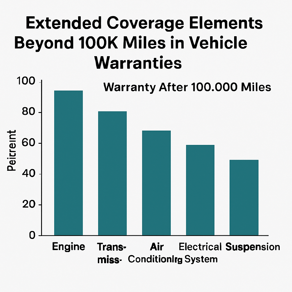 Graph illustrating extended vehicle warranty coverage elements applicable after 100,000 miles.