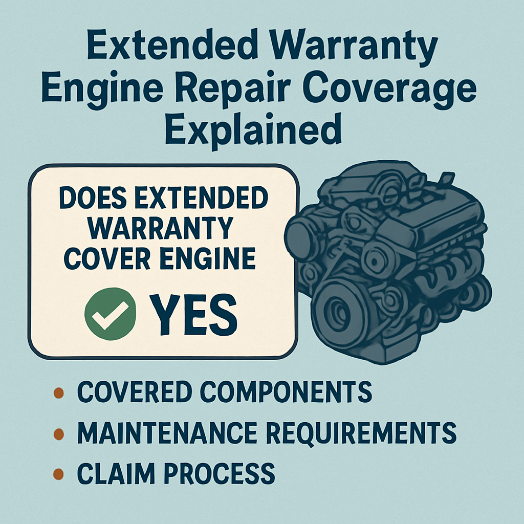 Diagram explaining whether extended warranty covers engine repairs and associated terms.
