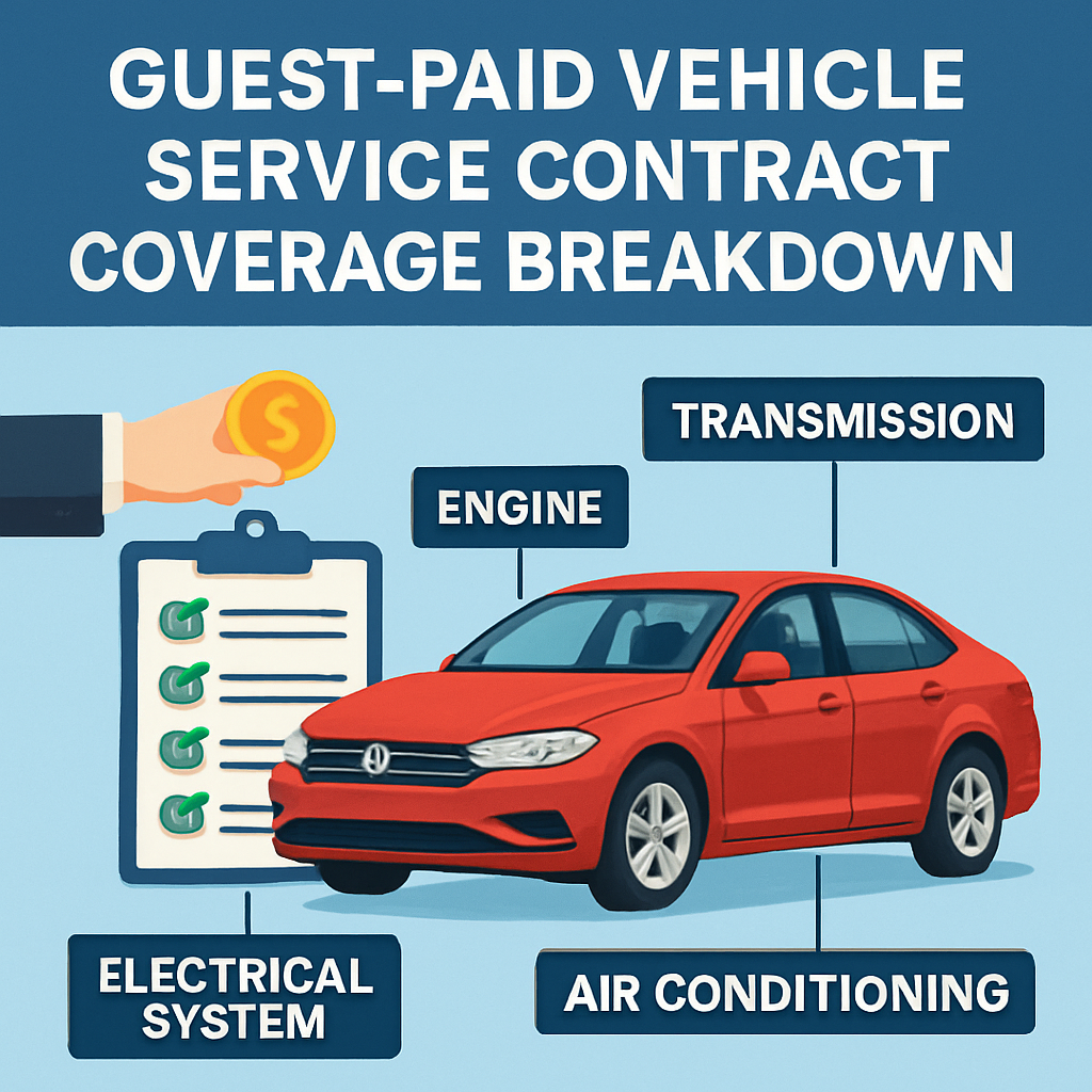 Breakdown of coverage components in a guest-paid vehicle service contract.