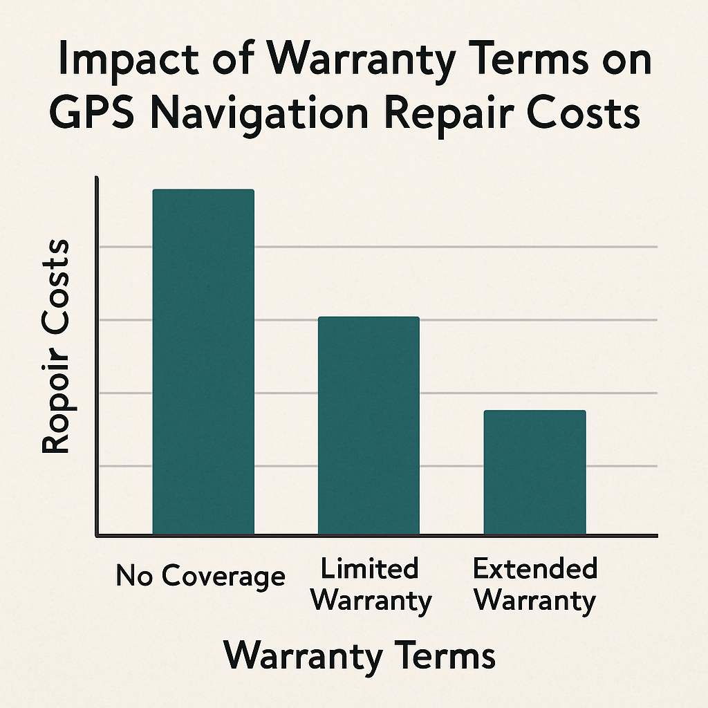 Graph illustrating the impact of warranty terms on repair costs for navigation GPS devices, highlighting coverage differences.