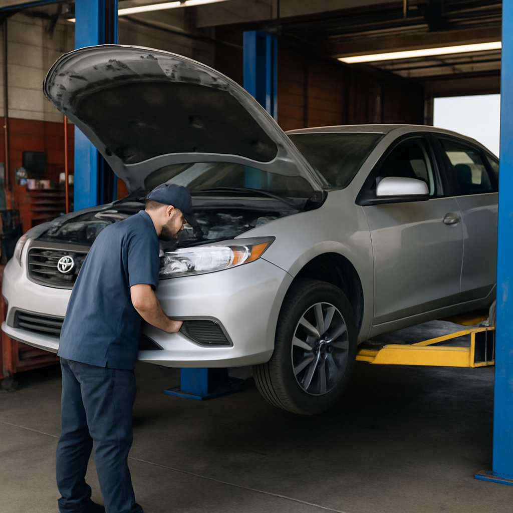 Car receiving maintenance at an Arizona local repair shop, illustrating maximized value from extended car warranty.