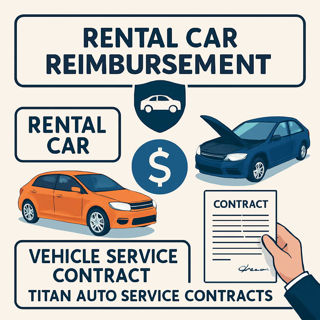 Diagram illustrating rental car reimbursement coverage within Titan auto service contracts.