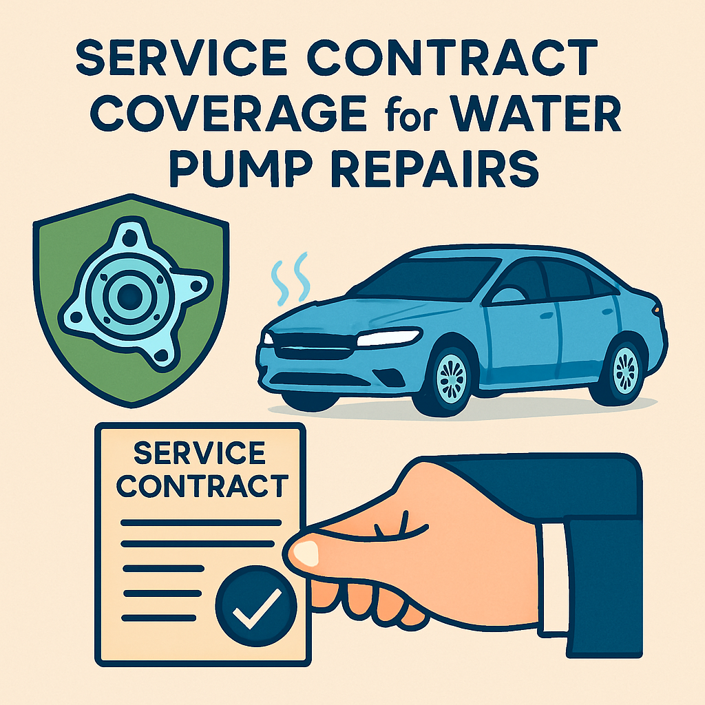 Diagram illustrating water pump coverage included in a vehicle service contract.