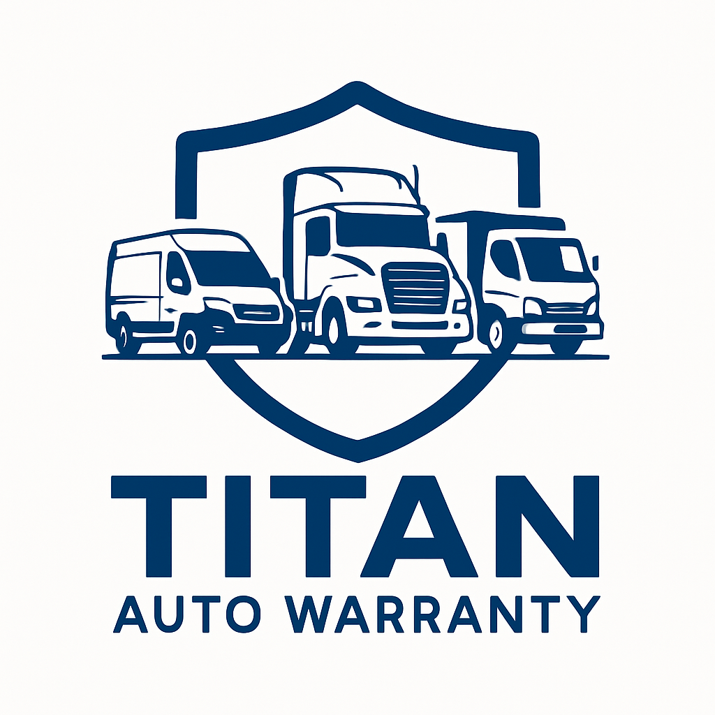 Titan Auto Warranty logo with commercial vehicle icons highlighting seamless warranty coverage for commercial use vehicles.