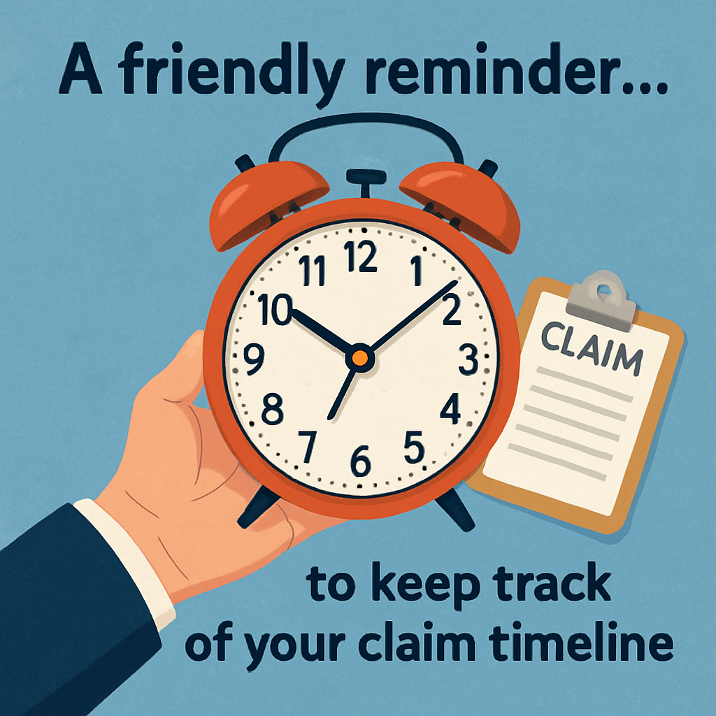 A friendly reminder to keep track of your benefit reimbursement claim timeline to ensure a smooth submission process.