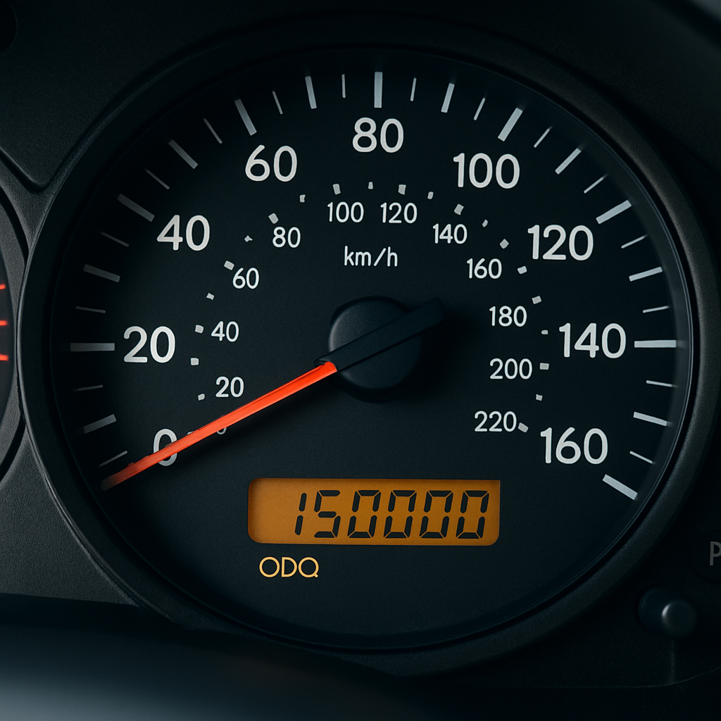 A car dashboard displaying high mileage, symbolizing the potential benefits of extended warranties for frequent drivers.