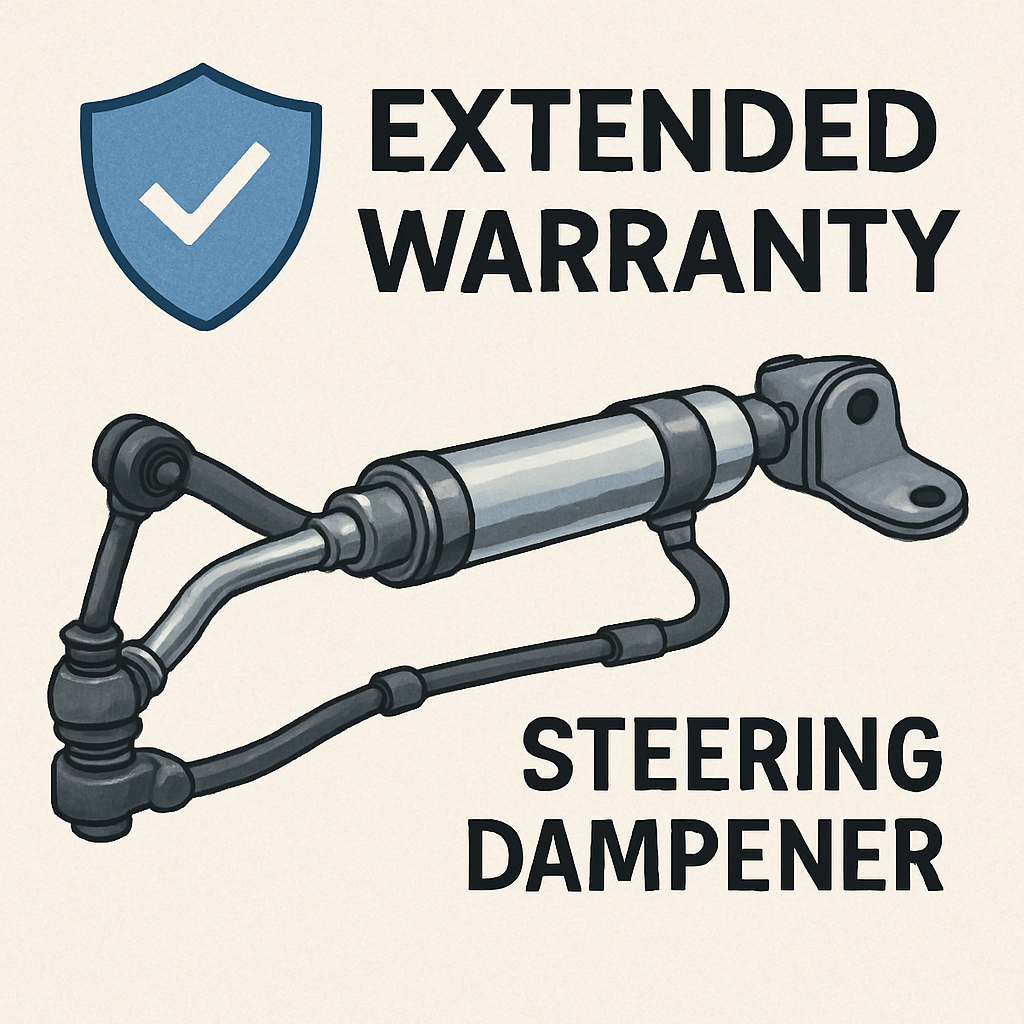 “Extended Warranty Insights: Steering Dampener Coverage Explained” Technical illustration depicting the coverage of steering dampeners under extended warranty plans, highlighting key details and benefits of inclusion.