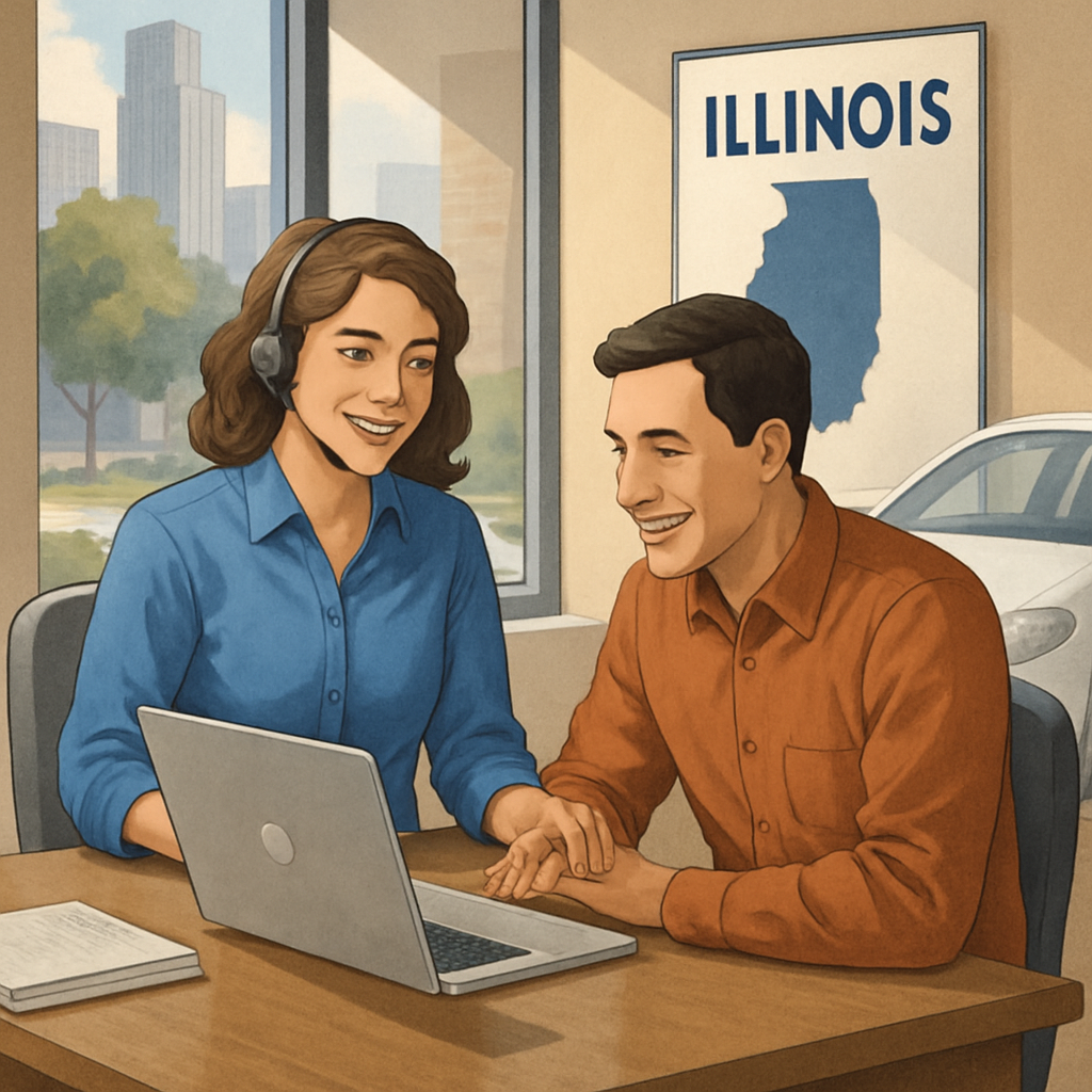 Friendly auto warranty company helping Illinois drivers easily check their coverage eligibility.