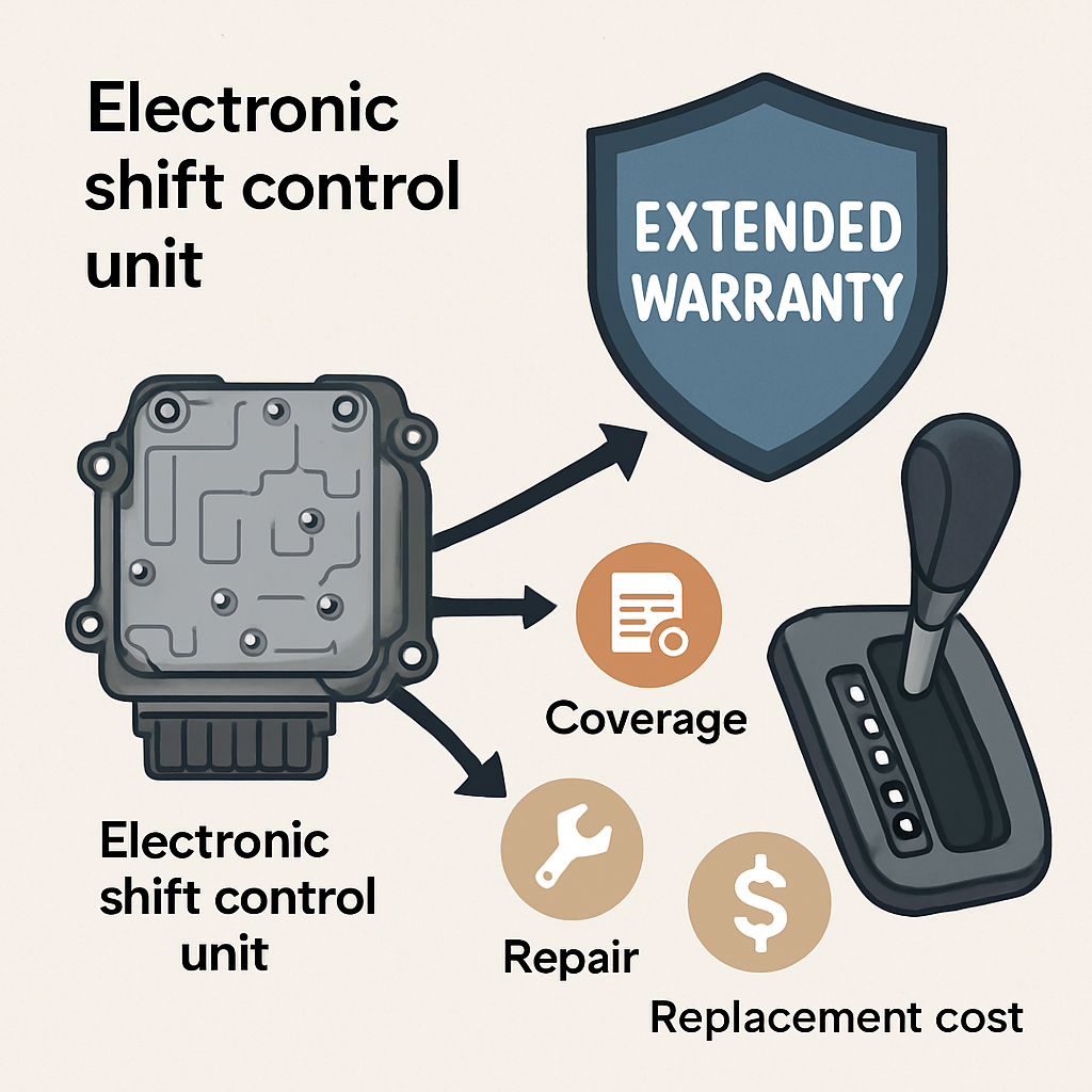 Alt Text: A detailed diagram illustrating the inclusion of electronic shift control units in extended warranty provisions, highlighting key coverage aspects.