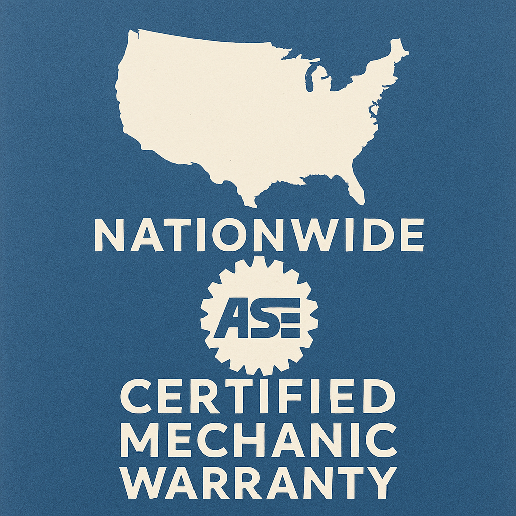 Nationwide ASE-certified mechanic warranty providing reliable coverage and peace of mind.