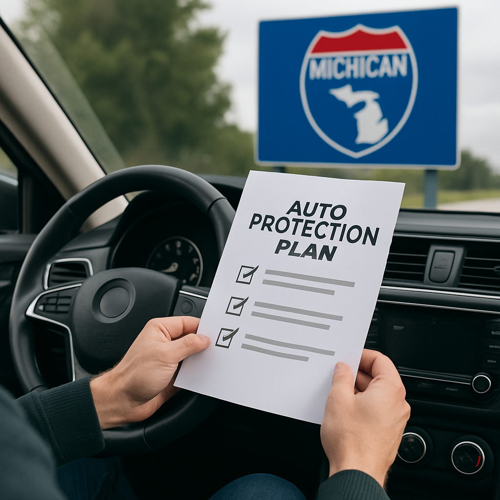 A driver reviewing auto protection plan options tailored for Michigan vehicles and local conditions.