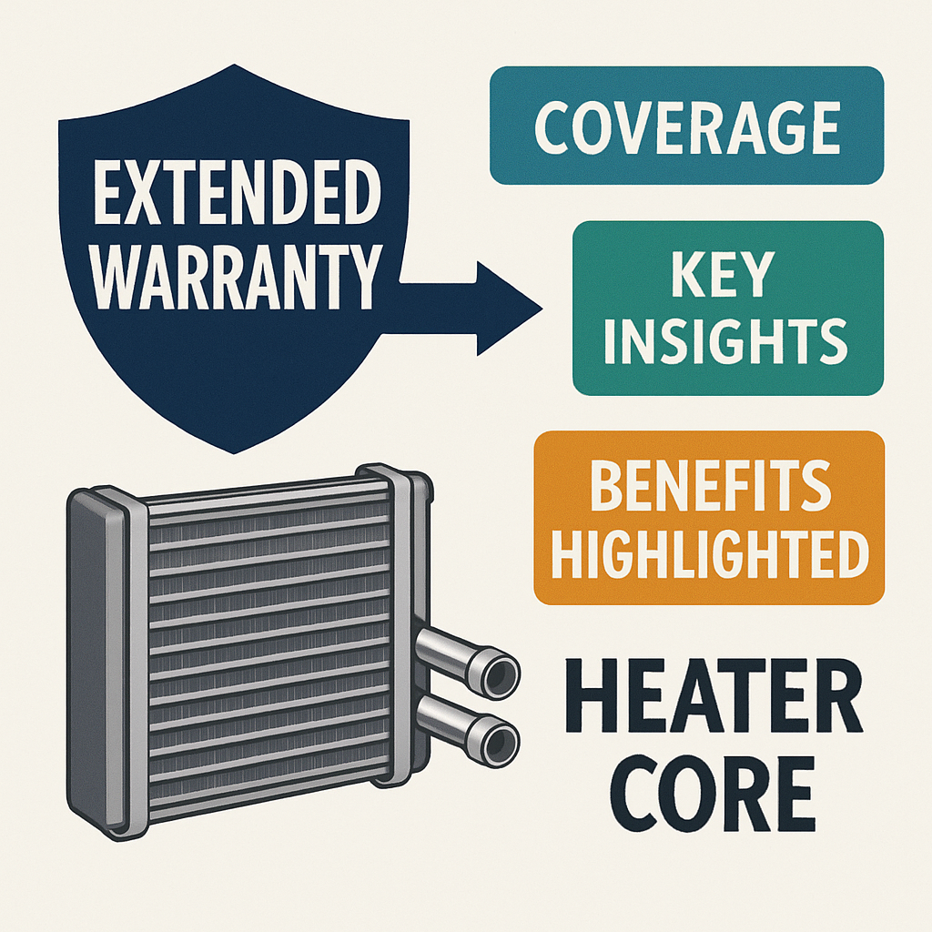 Diagram illustrating the inclusion of heater core coverage in extended warranties, with key insights and benefits highlighted for clarity.