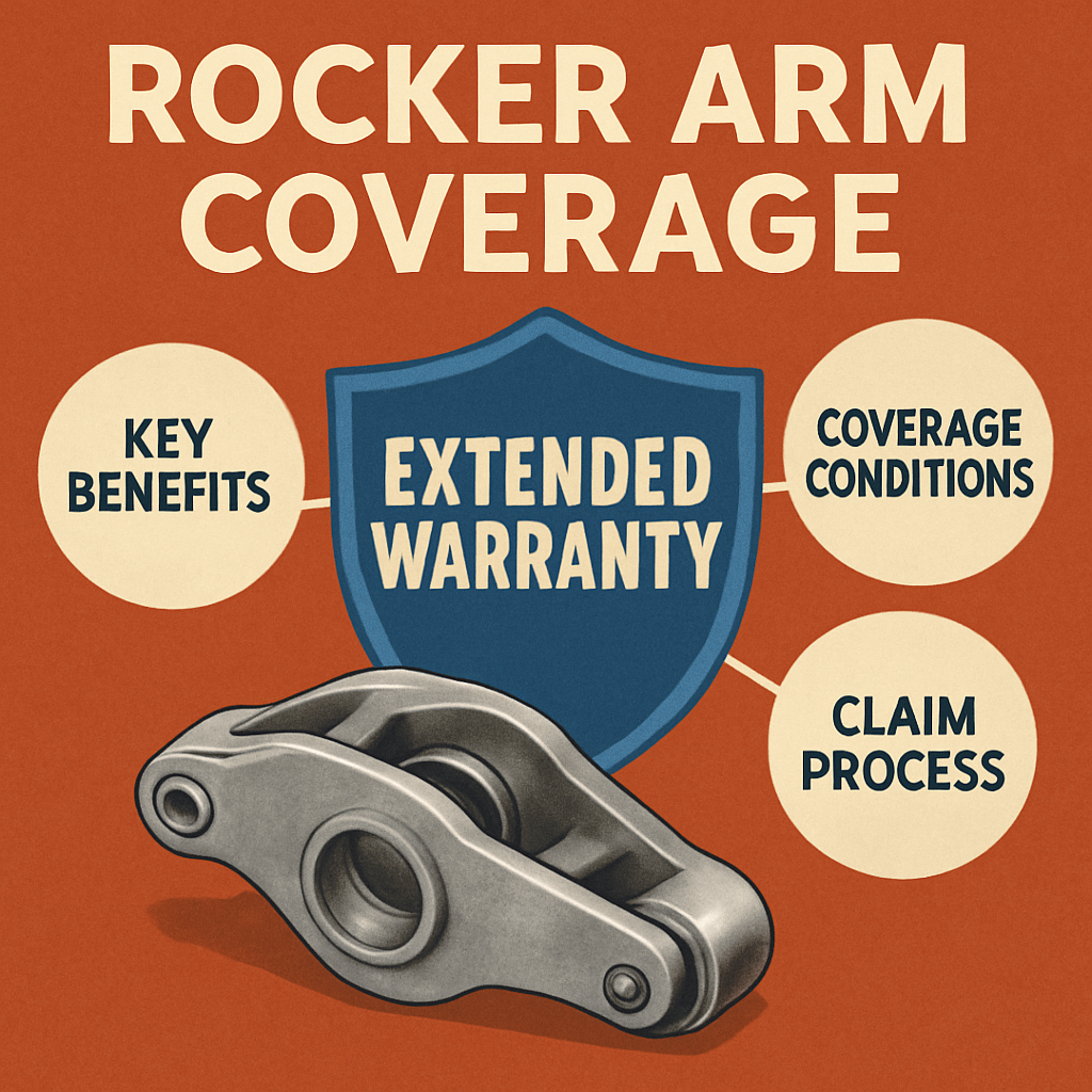 Diagram illustrating the coverage of rocker arms under extended warranty policies, highlighting key benefits and conditions.