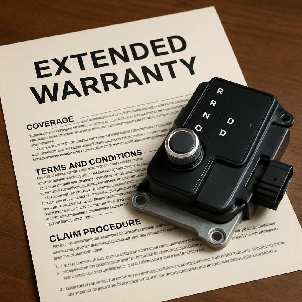 Extended warranty coverage details for electronic shift control units with technical specifications and conditions.