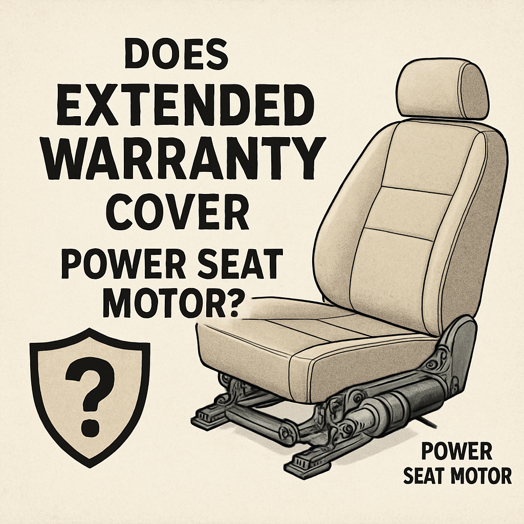 “Unraveling Extended Warranty Terms: Power Seat Motor Inclusions” Technical illustration explaining the inclusion of power seat motor coverage in an extended warranty.